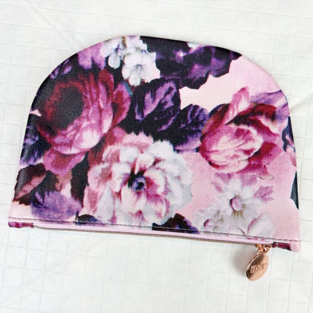 IPSY New pink purple floral pattern zippered makeup cosmetics bag pouch clutch - Picture 6 of 13
